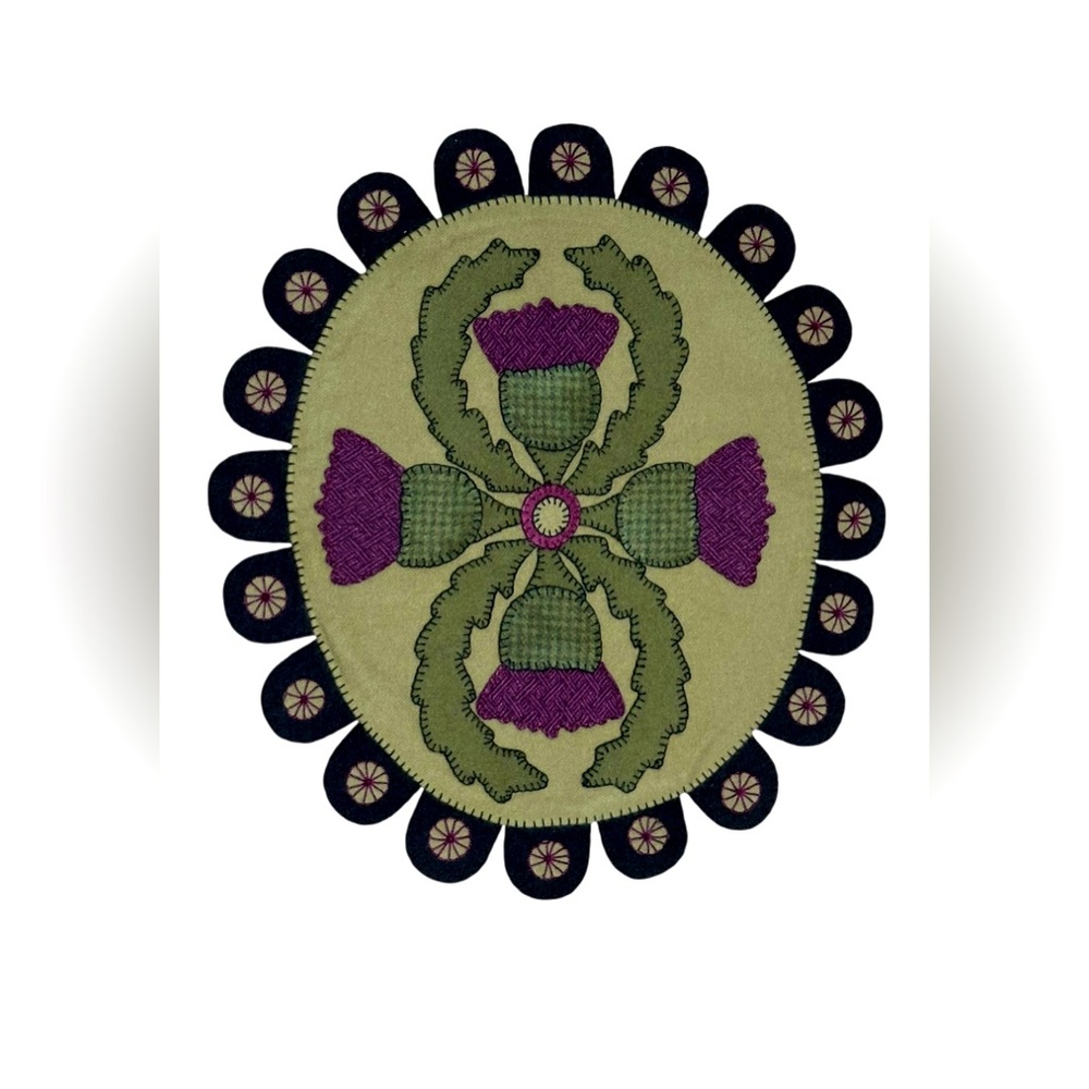 HANDMADE THISTLE PENNY RUG FOR SCOTTISH HERITAGE